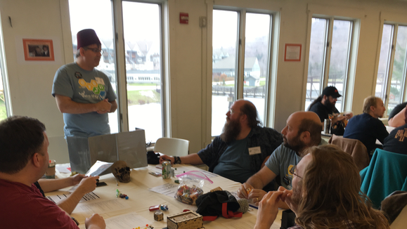 Sean Murphy runs a role-playing session as part of Extra Life charity fundraising.