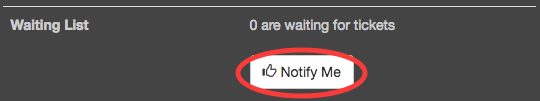 Red circle highlighting the Notify Me button under waitlisting.