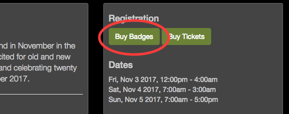 Red circle highlighting the Buy Badges button.